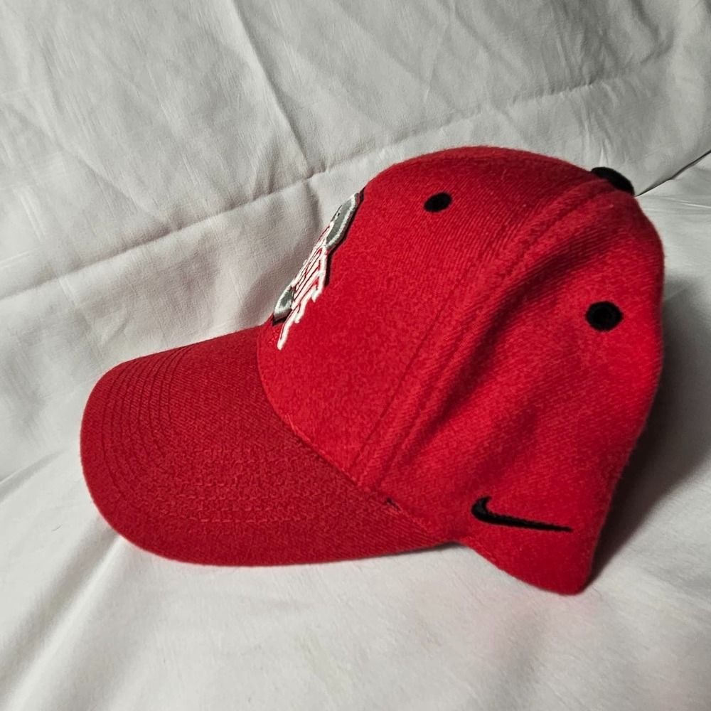 Vintage Nike Team Ohio State Buckeyes Wool Strapback Hat Red Block O NCAA
